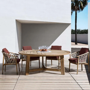 Sillón de Estilo Minimalista con Estructura de Madera y Cuerda, con Material de Madera de Teca para Decoración de Muebles del Hogar - Product Image 6