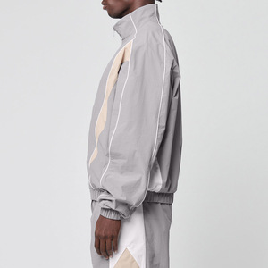 Manufacturer 100% Nylon <b>Waterproof</b> <b>Tracksuit</b> Custom Logo Color Block Windbreaker Reflective Piping Running Streetwear Suit OEM - Product Image 3