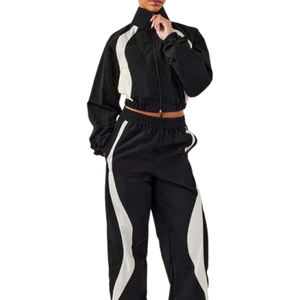 Ensemble de survêtement personnalisé pour homme, coupe-vent imperméable réfléchissant en polyester et nylon, veste zippée et pantalon - Product Image 1