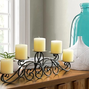 Support à bougies en métal noir de luxe à 5 bras, centre de table décoratif moderne pour table à manger, événement de mariage, à prix avantageux - Product Image 6
