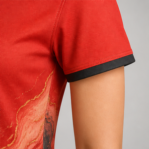 Custom Bright Red Charcoal Marble <b>Womens</b> <b>Polo</b> <b>Shirt</b> Quick Dry Breathable Short Sleeve Golf Team Uniform WPS-0861 - Product Image 5