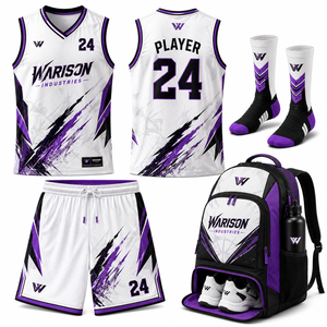 Wholesale Unisex Basketball Uniform Set 100% Polyester Basketball Jersey With Short Socks And Bag Pack Set - Product Image 1