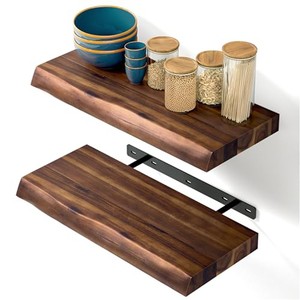 Premium Acacia Wood Floating <b>Shelves</b> Wholesale | Live Edge Design | Moradabad India - Product Image 6