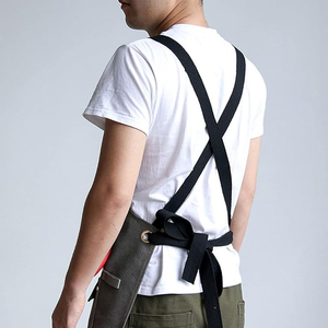Tabliers de travail en coton marron pour hommes, multi-poches, sangle réglable, anti-poussière, pour ateliers de menuiserie, tablier de travail utilitaire, tablier de travail robuste - Product Image 2