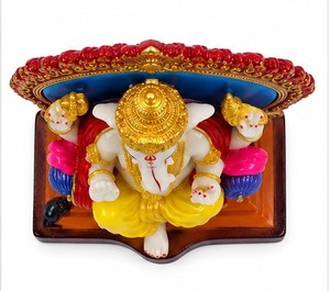Figurine d'art religieux sculptée à la main en marbre du Bengale occidental Ganesh Ji, artisanat traditionnel, décoration de table, salon, maison - Product Image 6
