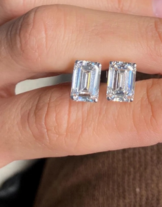 925 Sterling Sliver 5 Carat <b>Emerald</b> Cut Lab Grown Diamond Earrings Customized Size Make To Earrings - Product Image 2