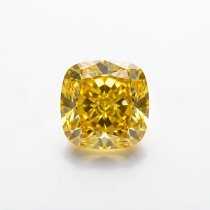 RCK Global 4ct <b>Cushion</b> Cut Lab Grown Diamond <b>Statement</b> Ring 9.0mm Fancy Vivid Canary Yellow CVD Loose Diamond VS1 Excellent - Product Image 2
