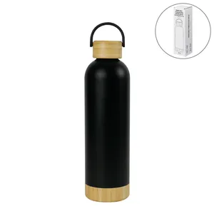 Carafe filtrante à eau en acier inoxydable à double paroi de 750 ml avec base et couvercle en bambou - Product Image 1