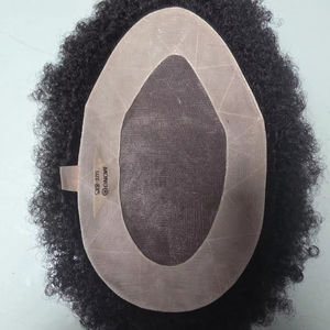 Peluca Afro de Cabello Humano Indio 100% Remy, Ondas Sueltas, Ondas Profundas, Ondas Naturales, Impermeable, con Base de Monofilamento, Taz Hair BD - Product Image 1