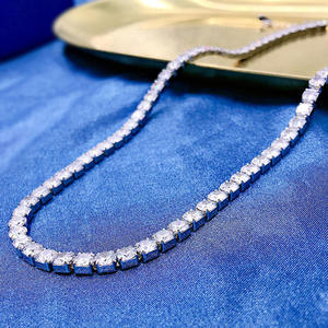 Collar de cadena tipo tenis de moissanita cultivada en laboratorio, chapado en oro macizo de 14K/18K y oro laminado, con joyería de plata 925, venta al por mayor - Product Image 3