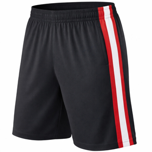 Men's Light Gray Sport <b>Shorts</b> With Black And White Side Stripes Elastic Waist Quick Dry <b>Bermuda</b> Length Athletic Wear - Product Image 4