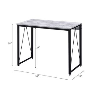 Scrivania Rettangolare Anticata Bianca e Nera con Base in Metallo, Elegante Scrivania per Computer - Product Image 3