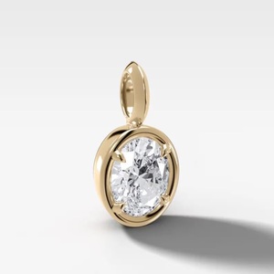 Colgante Minimalista de Moissanita con Forma de Gota de Agua Radiante Ovalada de 4 CT, Chapado en Oro sobre Plata de Ley 925, Bisel Negro, Personalizado para Fiestas - Product Image 5
