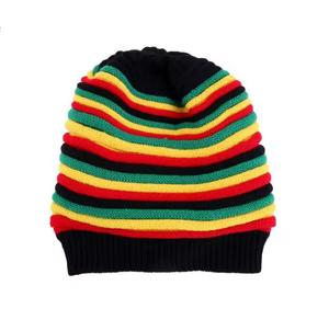 Unisex Hand Knitted Beanie Hat Solid Rasta Color Boho Style <b>Winter</b> <b>Cap</b> 100% Polyester Adjustable Adult Size 56-58CM Breathable - Product Image 4
