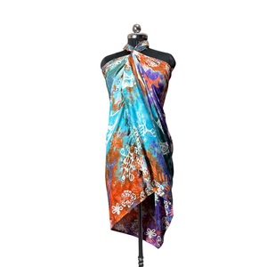 Paréo de plage imprimé personnalisé pour femme, motif batik tie-dye aquatique, jupe de bain, paréo sarong tie-dye, vente chaude - Product Image 1