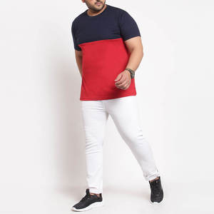 <b>Men's</b> Color Blocked <b>Long</b> <b>Sleeve</b> T-<b>Shirt</b> Regular Fit O-Neck Cotton Casual Solid <b>Red</b> Navy Contrast Trim Breathable Quick Dry Front - Product Image 1