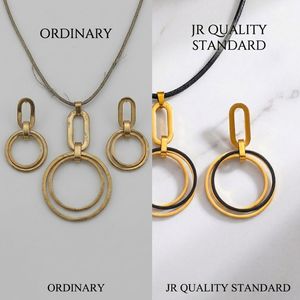 Ensemble Collier et Boucles d'Oreilles Géométriques Noirs Mats Tendance en Acier Inoxydable 316L pour Cadeau de Fiançailles ou de Fête - Vente en Gros - Product Image 6