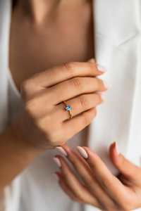 Bague de naissance en saphir, cadeau de bijoux de septembre, pendentif taille émeraude, argent sterling 925 plaqué or 14 carats, bague religieuse délicate - Product Image 5