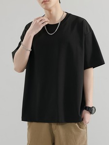 เสื้อยืดผู้ชายไซส์ใหญ่ ผ้าฝ้าย 100% หนัก 220 กรัม ผ้าไม่เป็นขุย ดีไซน์เรียบ รับผลิตแบบ OEM ODM ดีไซน์ด้านหน้าแบบเรียบ ผ้าเจอร์ซีย์ถัก - Product Image 3