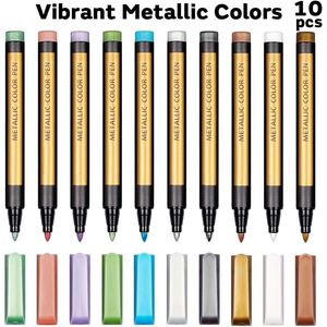 Set di 10 Pennarelli Metallici a Punta Media per Pittura su Roccia, Carta Nera, Creazione di Biglietti, Scrapbooking e Artigianato - Product Image 2