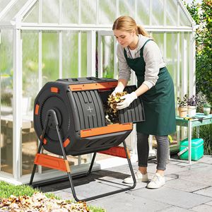 Compostiera Rotante da Esterno a Doppia Camera da 53 Galloni, Senza BPA, Arancione, con Aeratore e Ventole Regolabili - Product Image 2