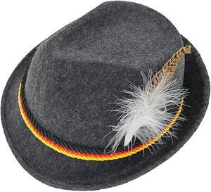 Chapeau Fedora en laine grise pour adulte avec bande et décoration en plumes, accessoire de fête unisexe, à porter au printemps et en automne - Product Image 5