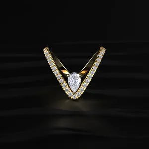 Nouvelle conception de bague Vanki sertie de diamants de laboratoire en forme de poire, scintillement éternel, beauté pure, coupe parfaite pour femmes, pour l'exportation - Product Image 1