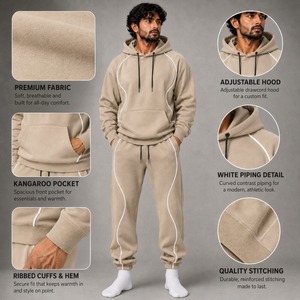Custom Loose Heavy Sweatsuit Set Wave Tape Hoodie <b>Pants</b> Lounge Street Everyday Soft Winter Warm Layer Fit Wholesale - Product Image 6
