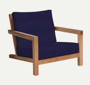 Fauteuil de jardin extérieur en teck massif avec coussin en tissu épais, style moderne et minimaliste, pour villa - Product Image 3