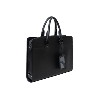 Maletín para Portátil de Cuero Genuino Negro, Gran Capacidad, Estilo Vintage de Lujo, con Cierre Impermeable, para Viajes de Negocios - Product Image 1