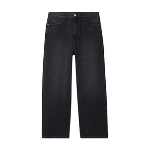 Men’s Black Cotton Denim Baggy Jeans Loose Fit Streetwear 5 Pocket Vintage Style Casual Hip Hop Fashion <b>Pants</b> Trendy - Product Image 3