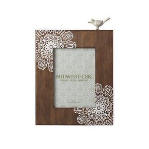 Ornate <b>Square</b> Wooden Photo <b>Frame</b> <b>White</b> Distressed Finish Tabletop Horizontal Decorative Design - Product Image 5