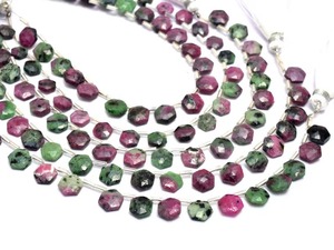 Perles de pierres précieuses en zoïsite rubis naturel facettées hexagonales, 7 mm, 8 mm, perles en vrac pour la fabrication de bijoux, prix de gros, vente en gros - Product Image 3