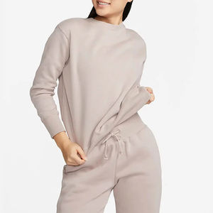 ผู้ผลิตเสื้อสเวตเชิ้ตแขนยาวทรงหลวมสีเทาไข่มุก คอเต่า ปักลาย สำหรับผู้หญิง - Product Image 1