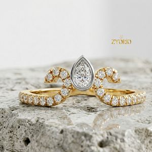 แหวนหมั้นเพชรโมอิสซาไนต์ทรงลูกแพร์ทองคำแท้ 14K ดีไซน์โค้งประดับเพชร แหวนเจ้าสาว เครื่องประดับหรูหรา - Product Image 5