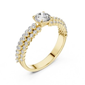 Lab Grown Diamond Engagement Ring 18K Gold Pave Set Round Brilliant Wedding Jewelry for Women - Product Image 2