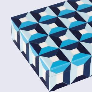 Rectangular <b>Storage</b> <b>Box</b> Blue White Geometric Pattern <b>Cardboard</b> Jewelry Organizer 0-1L - Product Image 2