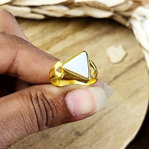 Trendy Design Bohemia Geometric White Agate Silver Eye Certified Women's 18K Gold Plated <b>Statement</b> <b>Ring</b> Wholesale/OEM/ODM - Product Image 2