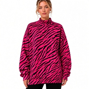 Sudadera de cuello alto camuflaje rosa y gris, jersey de camuflaje multicolor, top de manga larga, estilo holgado, ropa urbana - Product Image 4