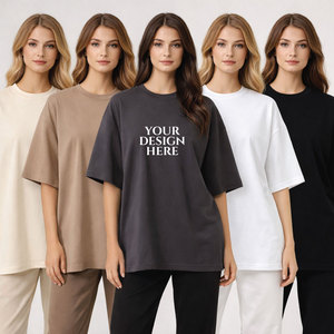 Camiseta Clásica Oversize de Algodón 100% para Mujer, Hombros Caídos, Tallas Grandes, Estilo Urbano Casual, Venta al por Mayor OEM - Product Image 1