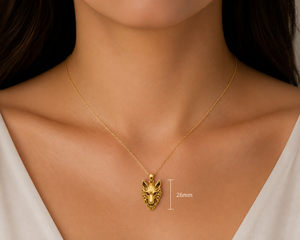 Collar con Colgante de Cabeza de Lobo Chapado en Oro, Cadena de Plata de Ley 925, Joyería Animal Minimalista, Regalo para Uso Diario - Product Image 4