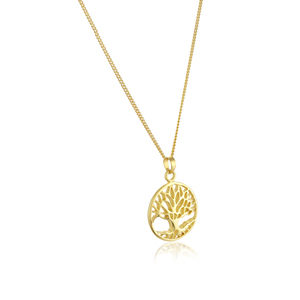 Collier Arbre de Vie en Argent Sterling 925 Plaqué Or 18K, Pendentif Arbre Généalogique Ajoure, Style Bohème, pour Mariage et Fiançailles - Product Image 2