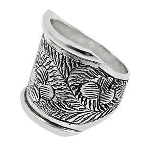 Ethnic Style Antique Silver <b>Rings</b> Crafted From 925 Sterling Silver Handmade Wide Band Design <b>Rings</b> Available At Affordable Price - Product Image 1