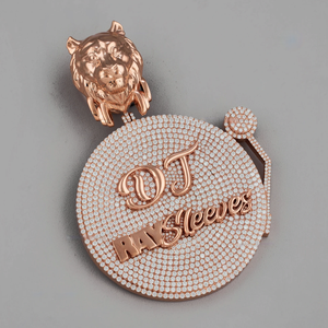 DT RAY Sleeves Rose Gold Plated Tiger Pendant With Crystal Rhinestone Inlay Hiphop Themed Charm Unisex Jewelry - Product Image 3