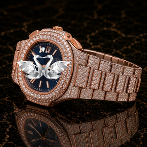 Luxury Classic Fashion Men's Rose Gold Diamond Mechanical Watch Full Iced Out Moissanite Rubber Band Analog Dial - Product Image 3