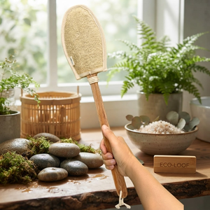 Natural Loofah Long Handle Simple Back Scrubber Stick <b>Bath</b> Brush Body Scrub <b>Sponge</b> for Shower - Product Image 4
