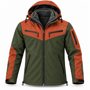 Chaqueta de Invierno Personalizada para Hombre, con Bloques de Color, Cálida, Impermeable, Cortavientos, con Forro Polar y Capucha, para Senderismo - Product Image 1