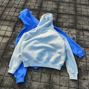 Sudadera con Capucha para Hombre, Azul Sólido, Felpa Francesa, Informal, para Otoño, Tejido Liso Teñido, Corte Regular, Sin Forro - Product Image 1