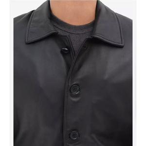 New Year Design Men's Warm Leather Jacket Letter Pattern Front Logo Stand Collar Windproof Thick Customizable Color Size - Product Image 3