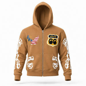 Oem Men's Embroidery Zip up Hoodies Mens Zip up <b>Hoodie</b> Puff Print Heavyweight Cotton Men's Screen Printed Zip Hoodies - Product Image 5